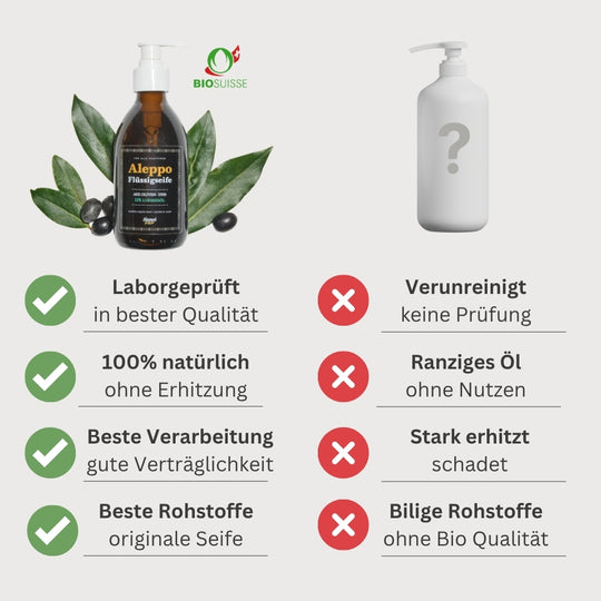 100ml Aleppo Flüssigseife - Für Haut & Haar - 12% Lorbeeröl